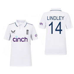 England Castore 2024 Personalised Test Cricket Shirt - Jnr